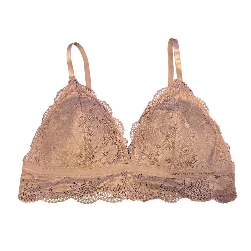 Adrienne Vittadini Blush Pink Lace Bralette Front Closure Size XL